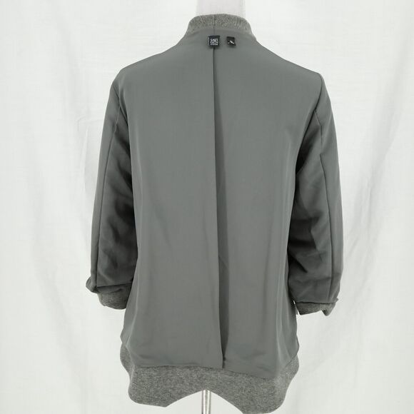 Saks Fifth Avenue Jacket Womens XL Gray Stretch Knit Ruched Sleeves Lined Blazer - Picture 14 of 16